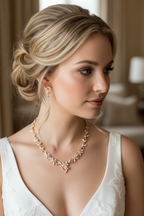 Zirkonia Schmuckset Gold – Collier & Ohrringe im eleganten Blätterdesign | ONDEGO®