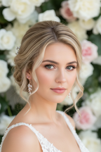 Braut Ohrringe Roségold mit Zirkonia – 925 Silber Ohrhaken im Blätterdesign
