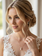 Brautschmuck Set Gold mit Perlen & Zirkonia – Halskette, Ohrringe & Armband 3-teilig