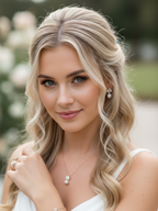 Brautschmuck Set Gold mit Perlen & Zirkonia – Halskette, Ohrringe & Armband 3-teilig