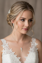 Brautschmuck Set Gold – Zirkonia Kette & Ohrringe 3,5 cm elegant | ONDEGO®