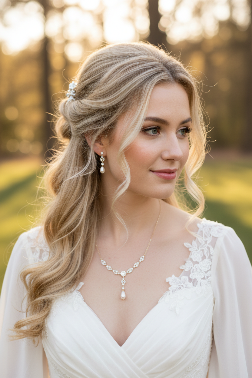 Elegantes Brautschmuck Set Gold – Zirkonia Kette & Ohrringe | ONDEGO®