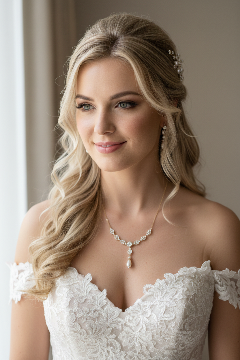 Elegantes Brautschmuck Set Gold – Zirkonia Kette & Ohrringe | ONDEGO®