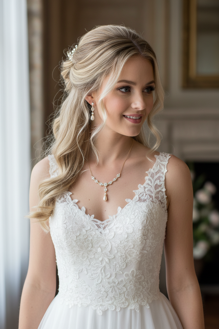 Elegantes Brautschmuck Set Gold – Zirkonia Kette & Ohrringe | ONDEGO®