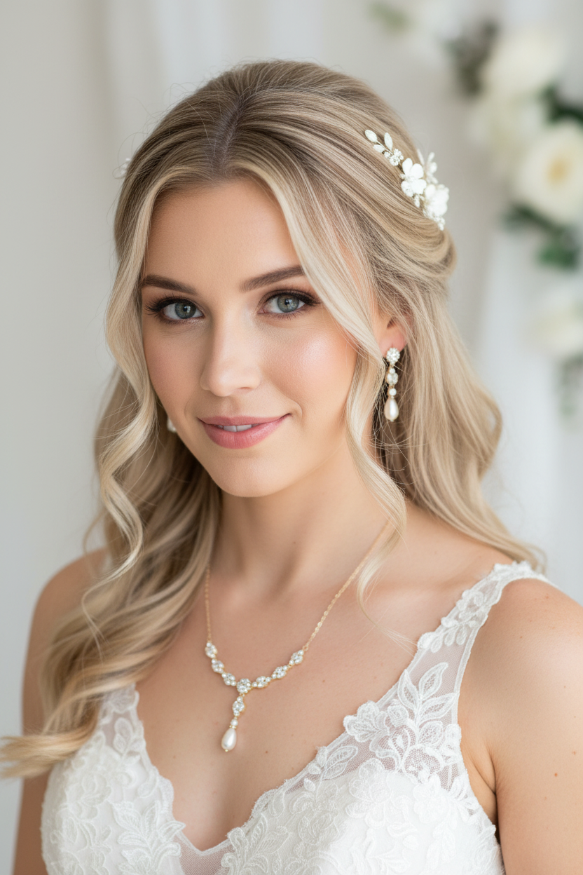 Elegantes Brautschmuck Set Gold – Zirkonia Kette & Ohrringe | ONDEGO®