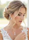 ONDEGO® Brautschmuck-Set Gold mit Zirkonia – Halskette, Ohrringe & Armband