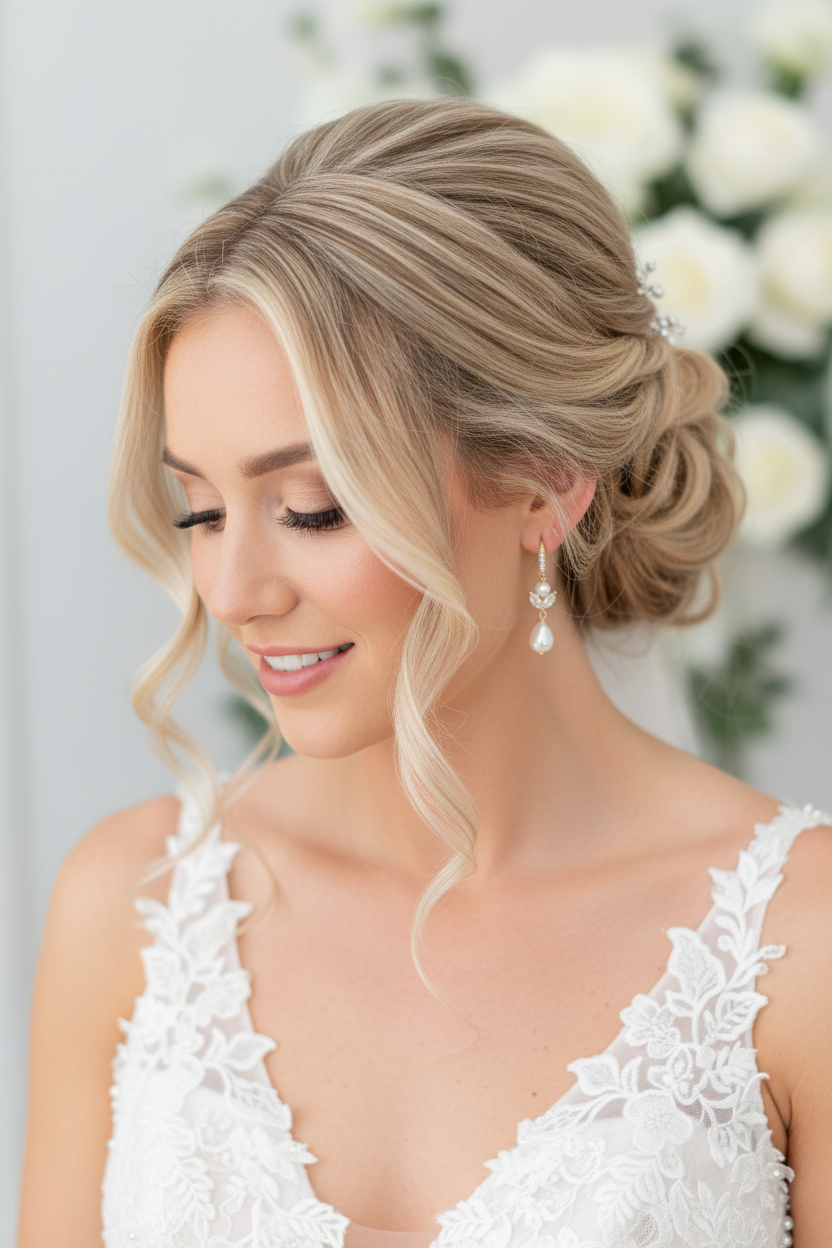 Perlenohrringe Gold mit Zirkonia – Elegante Braut Ohrringe 4 cm | Hochzeitsschmuck Damen | ONDEGO®
