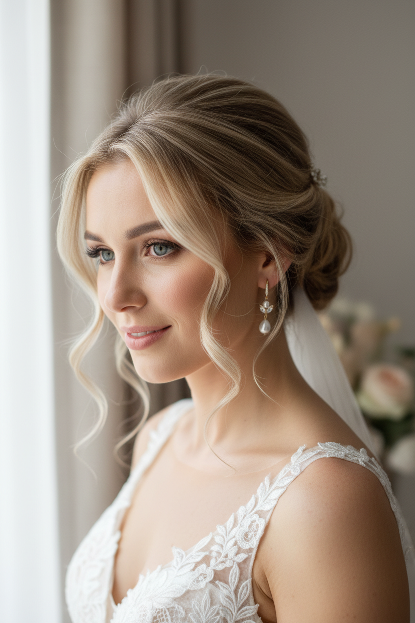 Perlenohrringe Gold mit Zirkonia – Elegante Braut Ohrringe 4 cm | Hochzeitsschmuck Damen | ONDEGO®