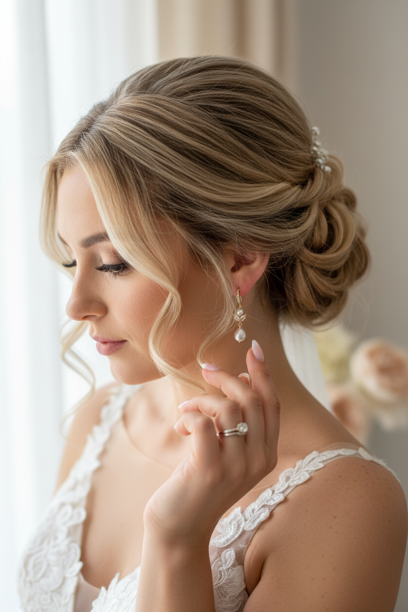 Perlenohrringe Gold mit Zirkonia – Elegante Braut Ohrringe 4 cm | Hochzeitsschmuck Damen | ONDEGO®
