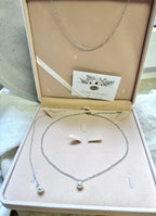 Silber Edelstahl Schmuckset mit Perle – Halskette & abnehmbare Rückenkette | ONDEGO®