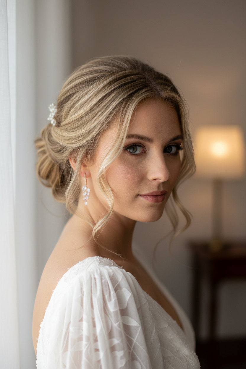 Braut Ohrringe Roségold mit Zirkonia – 925 Silber Ohrhaken im Blätterdesign