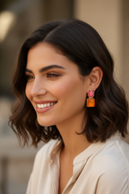 Statement Ohrringe Gold mit farbigen Steinen – 3,5 cm | ONDEGO®