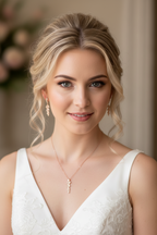 Schmuckset Roségold mit Blatt Design – Halskette & Ohrringe mit Zirkonia | Brautschmuck Hochzeit Damen
