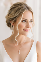Schmuckset Roségold mit Blatt Design – Halskette & Ohrringe mit Zirkonia | Brautschmuck Hochzeit Damen