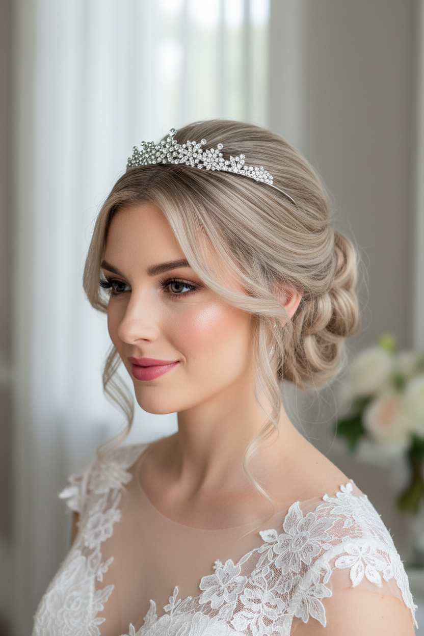 Strass Diadem Silber – Elegante Brautkrone für Hochzeit | ONDEGO®