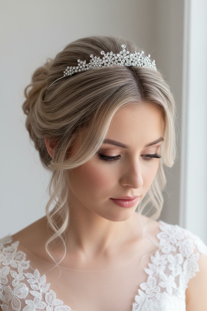 Strass Diadem Silber – Elegante Brautkrone für Hochzeit | ONDEGO®
