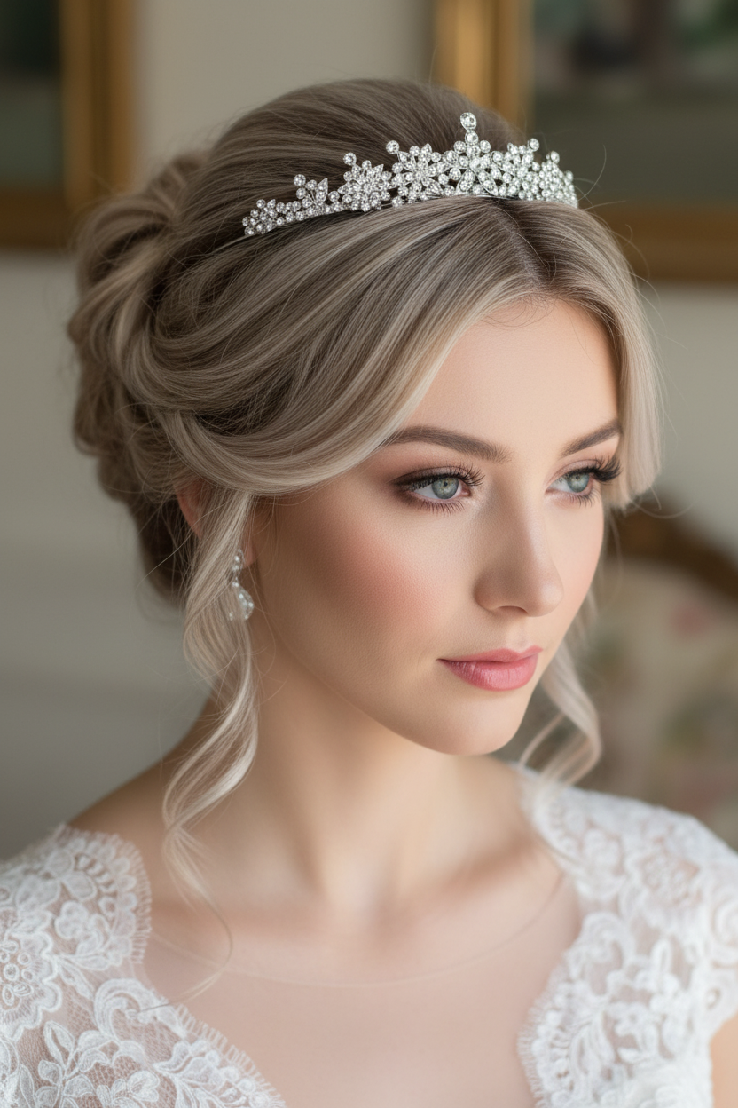 Strass Diadem Silber – Elegante Brautkrone für Hochzeit | ONDEGO®