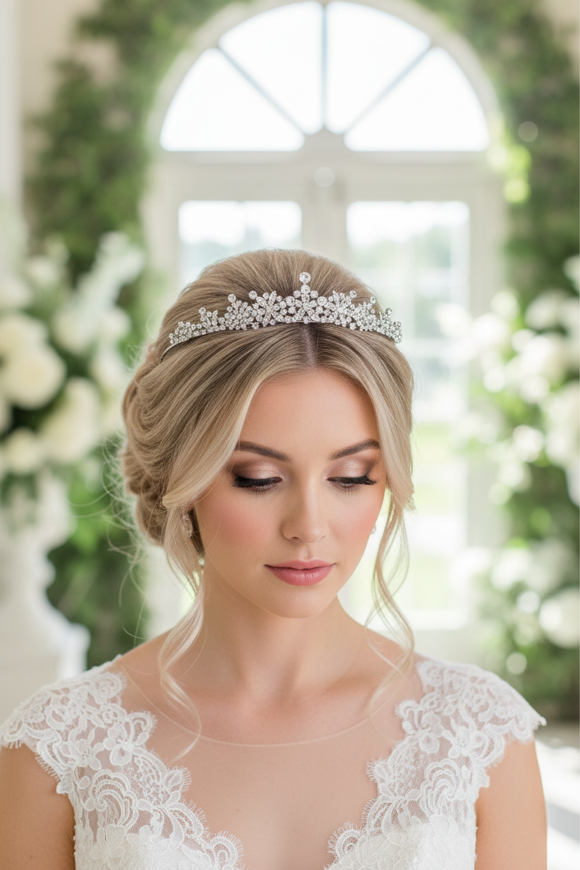 Strass Diadem Silber – Elegante Brautkrone für Hochzeit | ONDEGO®