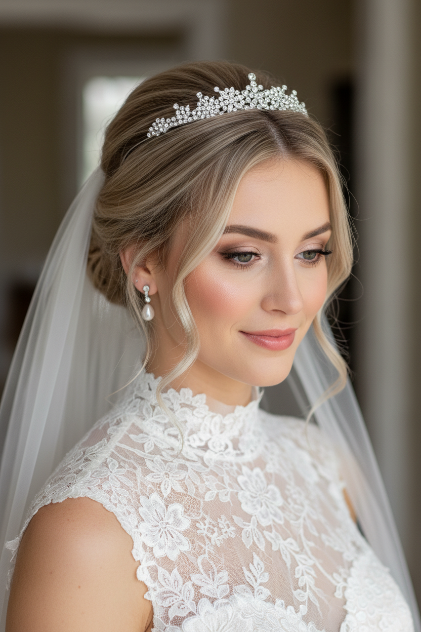 Strass Diadem Silber – Elegante Brautkrone für Hochzeit | ONDEGO®