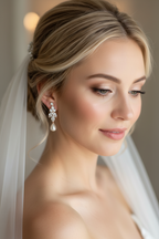 Braut Ohrringe Roségold – Zirkonia & Perle 4 cm elegant hängend | ONDEGO®