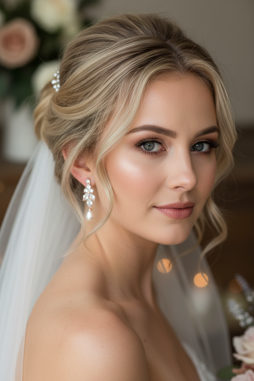 Braut Ohrringe Roségold – Zirkonia & Perle 4 cm elegant hängend | ONDEGO®