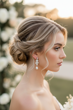 Braut Ohrringe Roségold – Zirkonia & Perle 4 cm elegant hängend | ONDEGO®
