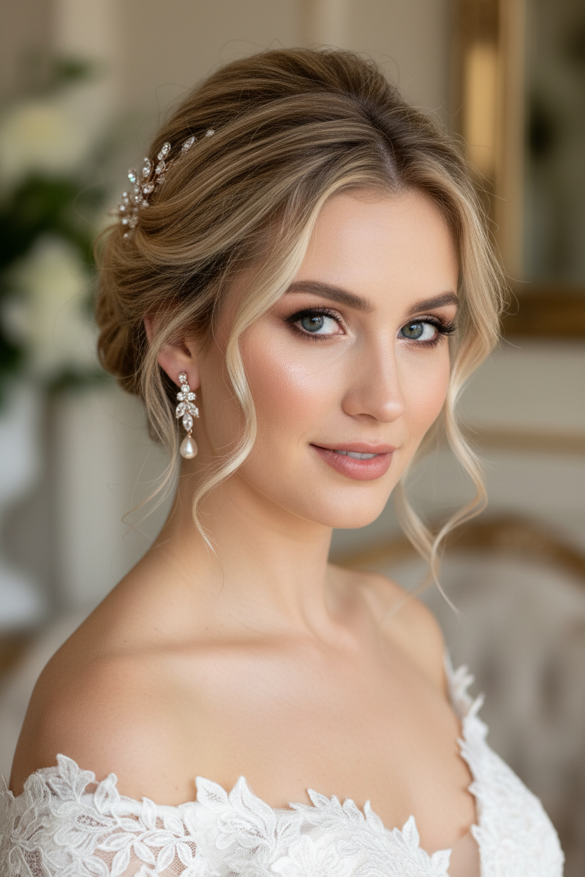 Braut Ohrringe Roségold – Zirkonia & Perle 4 cm elegant hängend | ONDEGO®