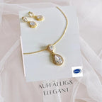 ONDEGO® Brautschmuck-Set Gold mit Zirkonia – Halskette, Ohrringe & Armband