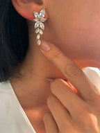 Zirkonia Ohrringe Gold – Blatt Design | 3,5 cm | Eleganter Brautschmuck | ONDEGO®