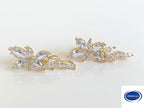Zirkonia Ohrringe Gold – Blatt Design | 3,5 cm | Eleganter Brautschmuck | ONDEGO®