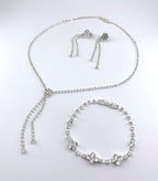 Strass Schmuckset Silber – Collier, Ohrringe & Armband 3-teilig | ONDEGO®