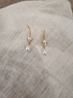 Perlenohrringe Gold mit Zirkonia – Elegante Braut Ohrringe 4 cm | Hochzeitsschmuck Damen | ONDEGO®