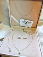 Gold Edelstahl Schmuckset mit Perle – Halskette & abnehmbare Rückenkette | ONDEGO®