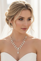 Schmuckset Gold mit Strass – Halskette & Ohrringe | Brautschmuck Hochzeit Damen