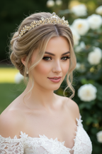 Diadem Gold – Tiara mit Strass und Ösen 4 cm hoch | ONDEGO®