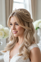Diadem Gold – Tiara mit Strass und Ösen 4 cm hoch | ONDEGO®