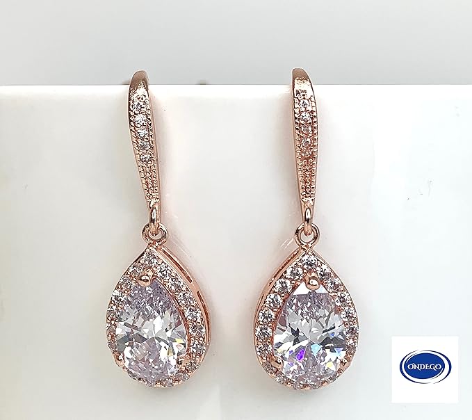 Roségold Tropfen Ohrringe mit AAA+ Zirkonia – Elegante Ohrhänger | ONDEGO®