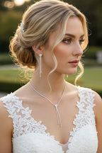 Strass Schmuckset Silber – Collier, Ohrringe & Armband 3-teilig | ONDEGO®