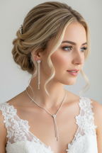 Strass Schmuckset Silber – Collier, Ohrringe & Armband 3-teilig | ONDEGO®