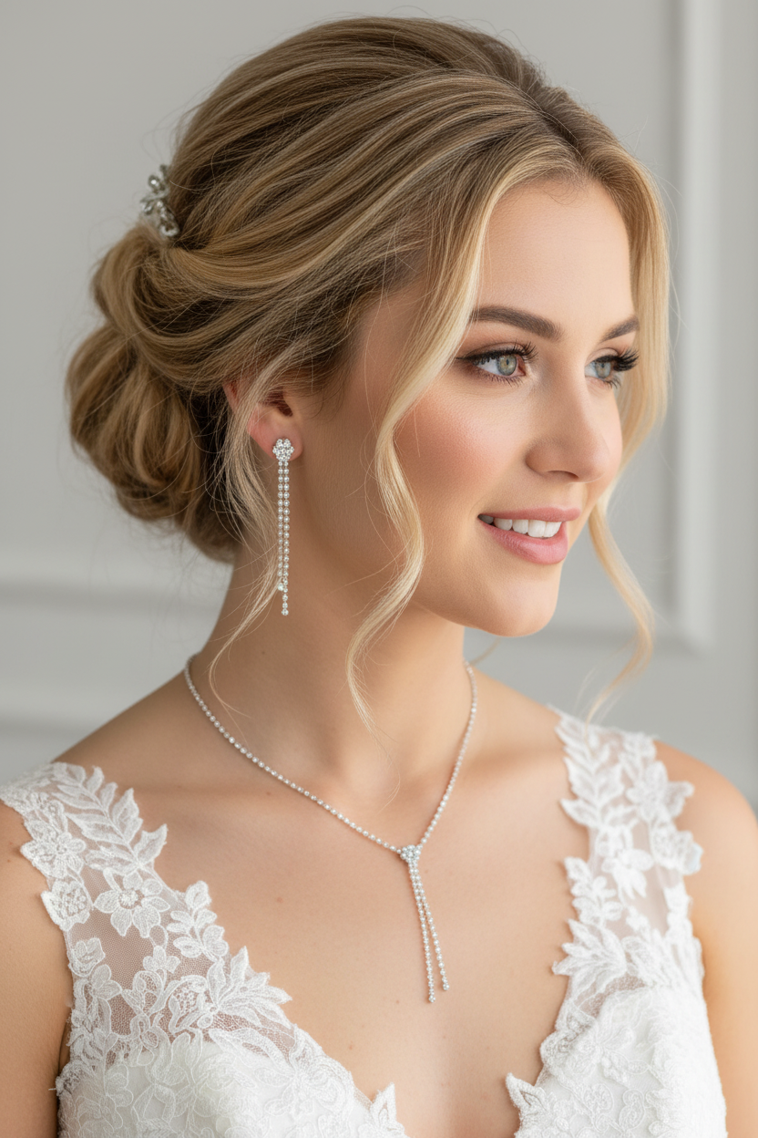 Strass Schmuckset Silber – Collier, Ohrringe & Armband 3-teilig | ONDEGO®