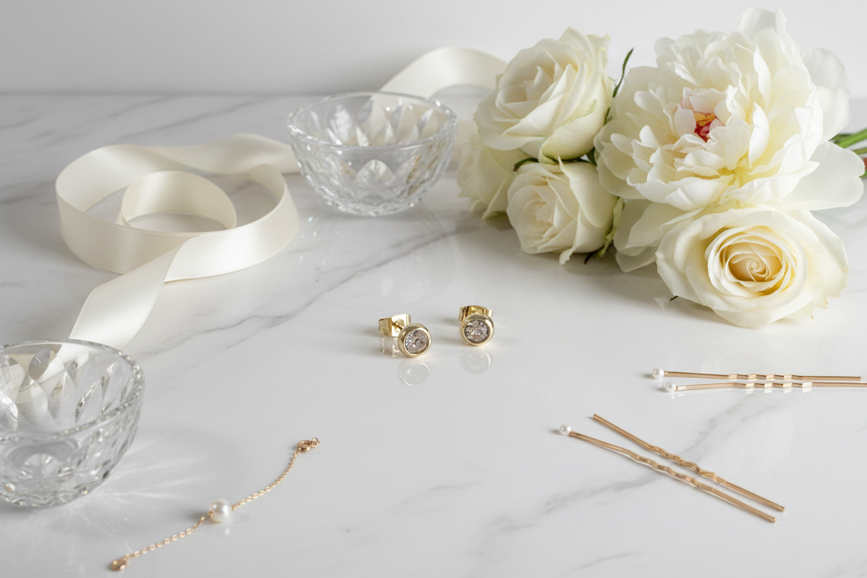 Dezentes Zirkonia Schmuckset Gold – Halskette & Ohrringe | Eleganter Brautschmuck | ONDEGO®