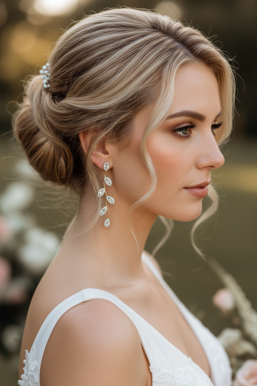 XXL Ohrringe Gold – Blattdesign mit Strass 7 cm lang | ONDEGO®