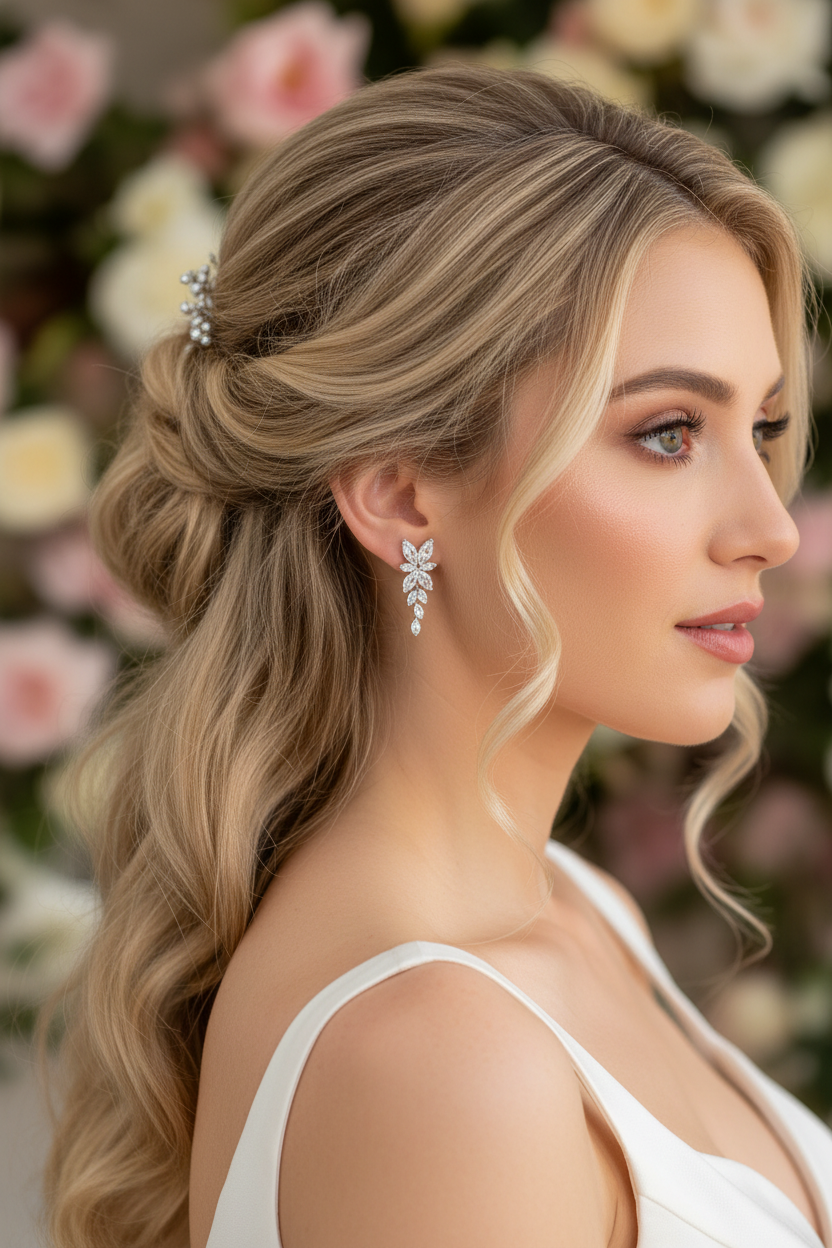 Silber Blatt Ohrringe mit AAA+ Zirkonia – Elegante Ohrstecker | ONDEGO®
