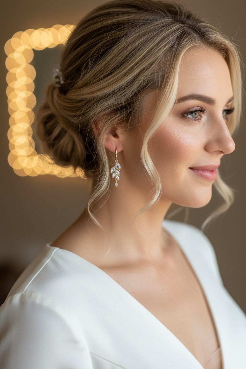 Gold Blatt Ohrringe mit AAA+ Zirkonia – Elegante Damen Ohrringe | ONDEGO®