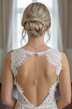Elegante Rückenkette mit Zirkonia-Blätter Anhänger – filigraner Rückenschmuck | ONDEGO®