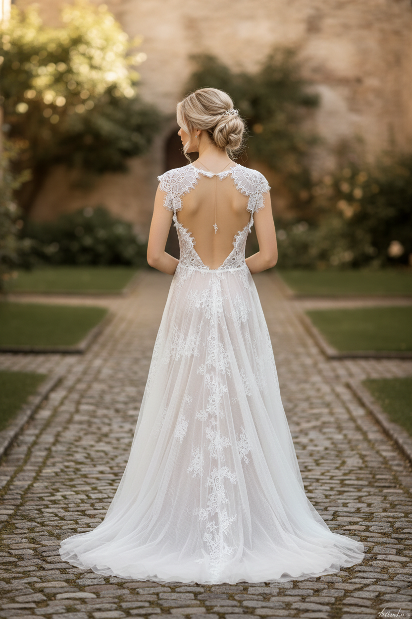 Elegante Rückenkette mit Zirkonia-Blätter Anhänger – filigraner Rückenschmuck | ONDEGO®