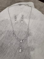 Elegantes Brautschmuck Set Silber – Zirkonia Kette & Ohrringe | ONDEGO®