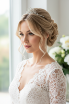 Diadem Silber – Strass Tiara 3,5 cm hoch elegant | ONDEGO®