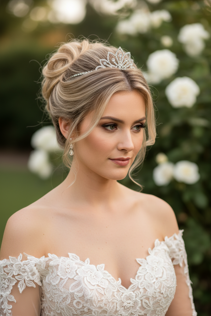 Diadem Silber – Strass Tiara 3,5 cm hoch elegant | ONDEGO®