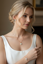 Zirkonia & Strass Schmuckset in Gold – Halskette, Ohrringe & Armband | ONDEGO®